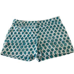 Ann Taylor Loft Teal Print Shorts Woman Size 2 Casual